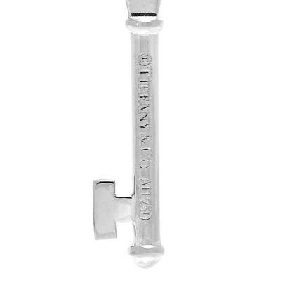 Tiffany 18K White Gold Diamond Floral Key Pendant 4 of 5