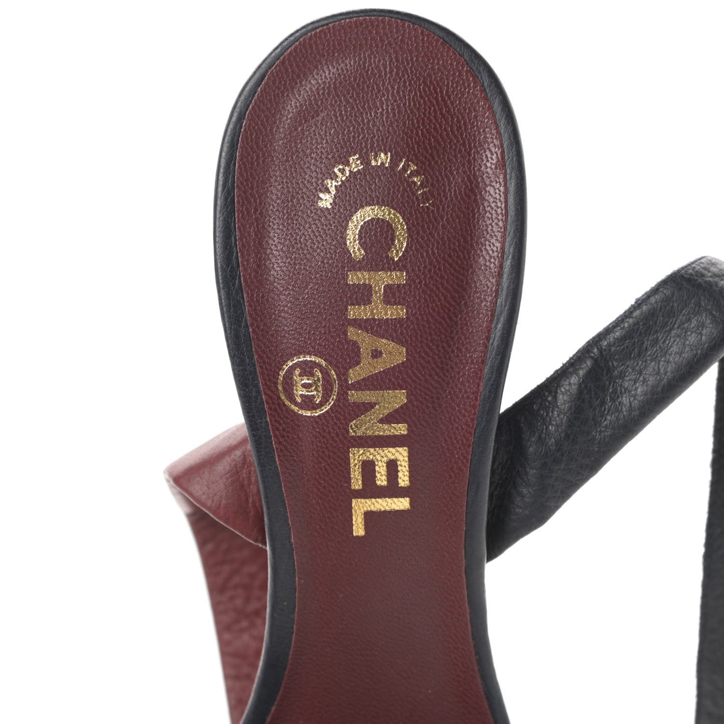 Calfskin Cork CC Ankle Strap Sandals 37.5 Black