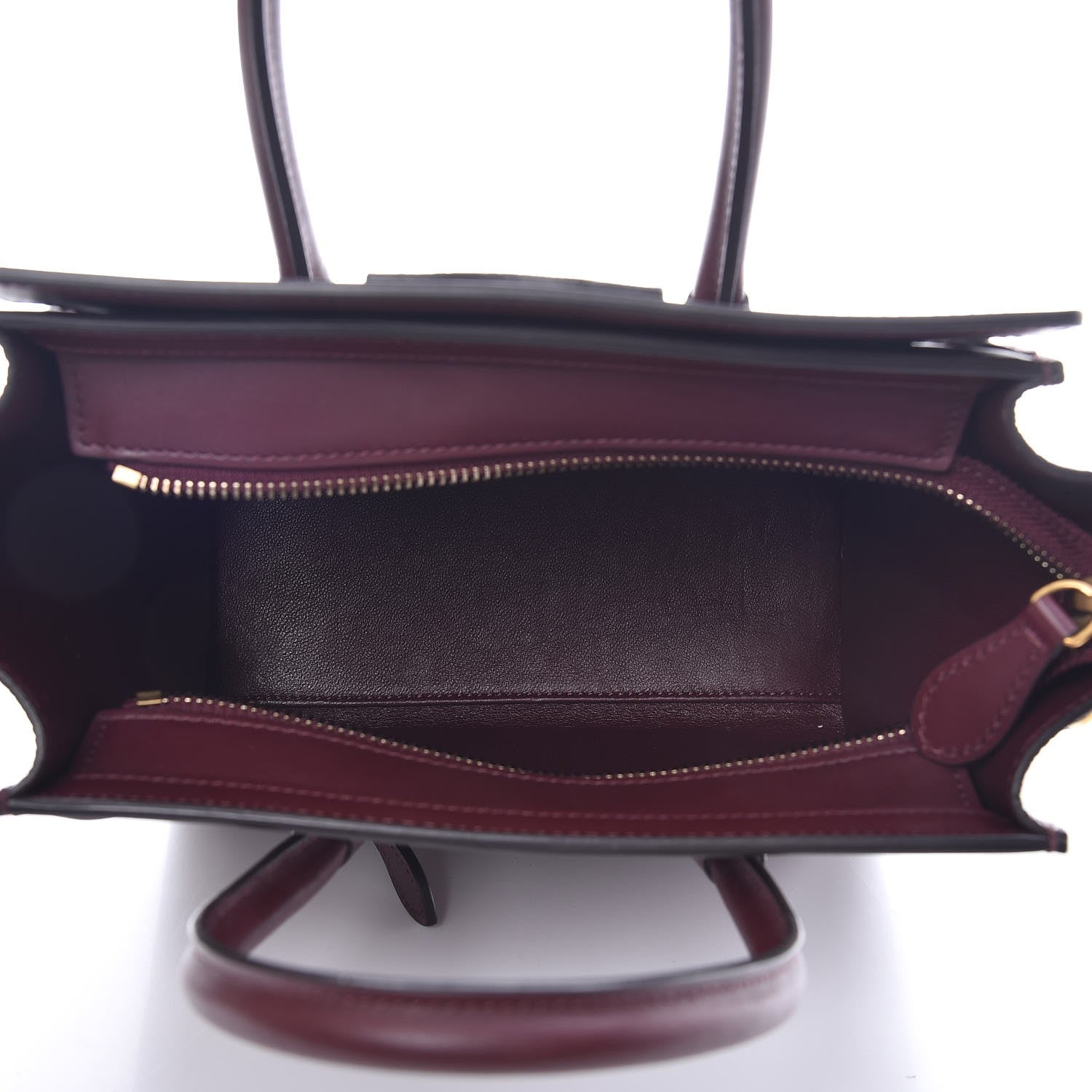 Celine Smooth Calfskin Goatskin Nano Luggage Burgundy 5 of 9