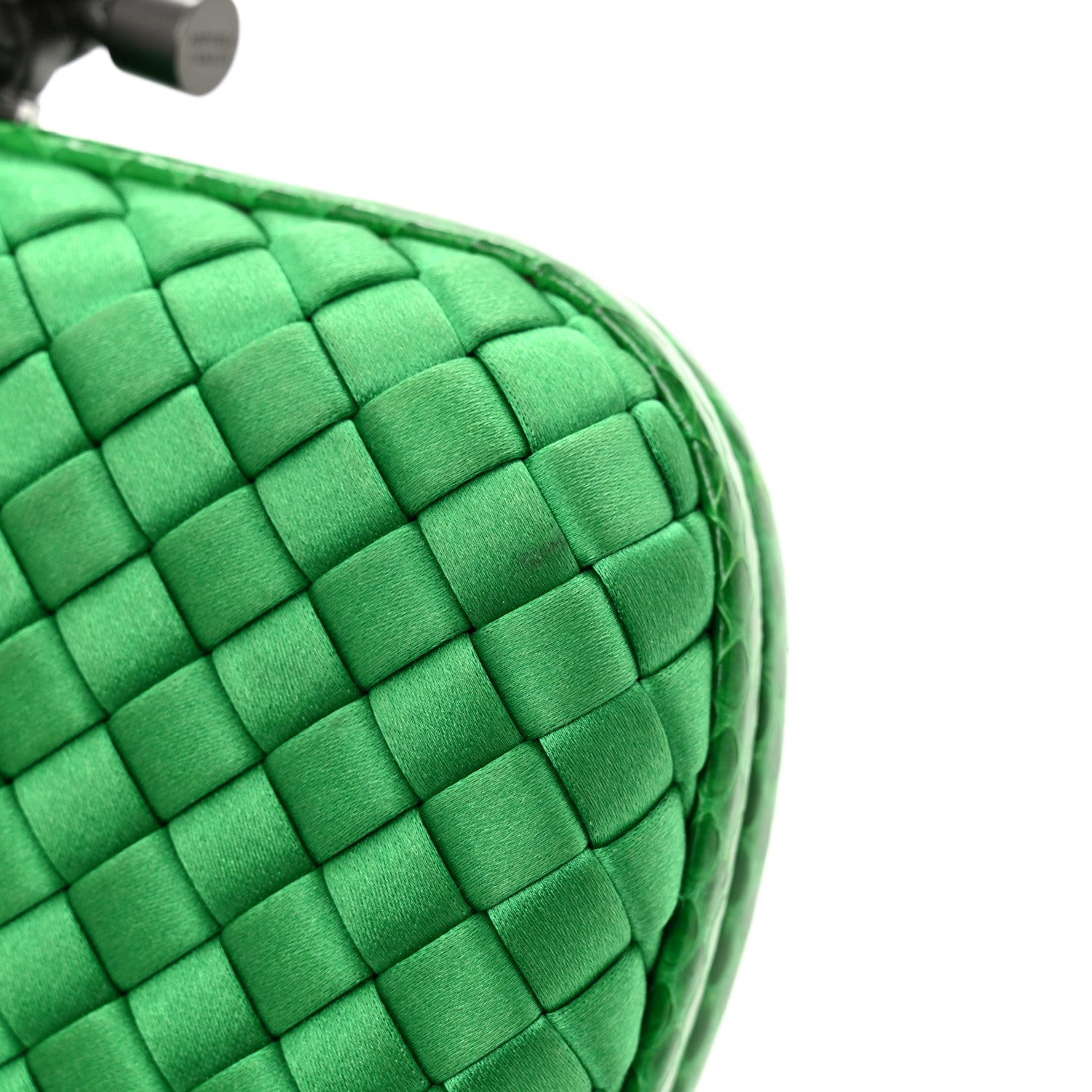 Bottega Veneta Satin Intreccio Impero Ayers Knot Clutch Parakeet 8 of 9