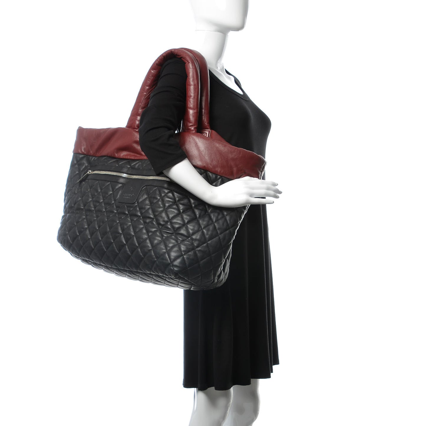 Lambskin Quilted Large Coco Cocoon Reversible Tote Black