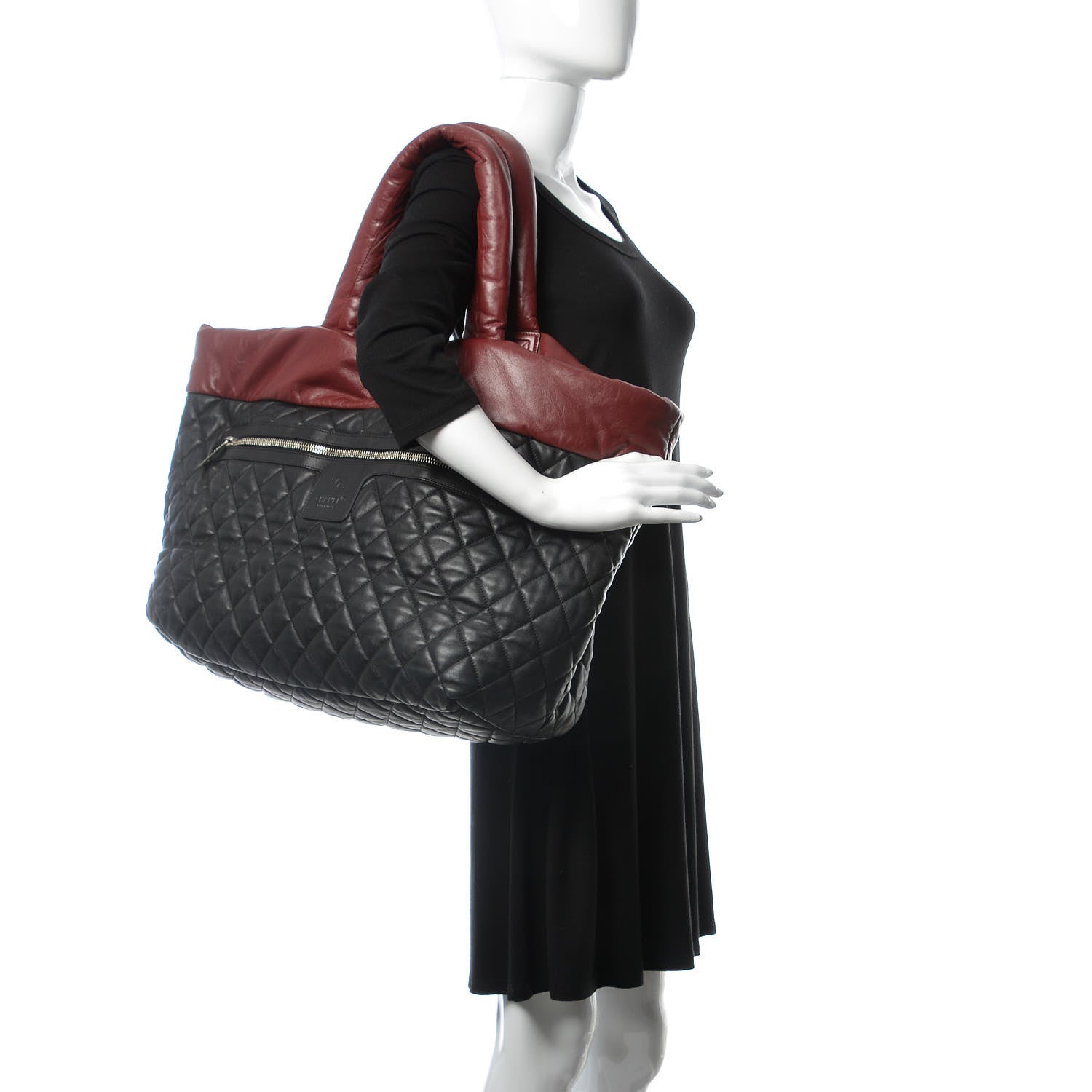 Chanel Lambskin Quilted Large Coco Cocoon Reversible Tote Black 2 of 17