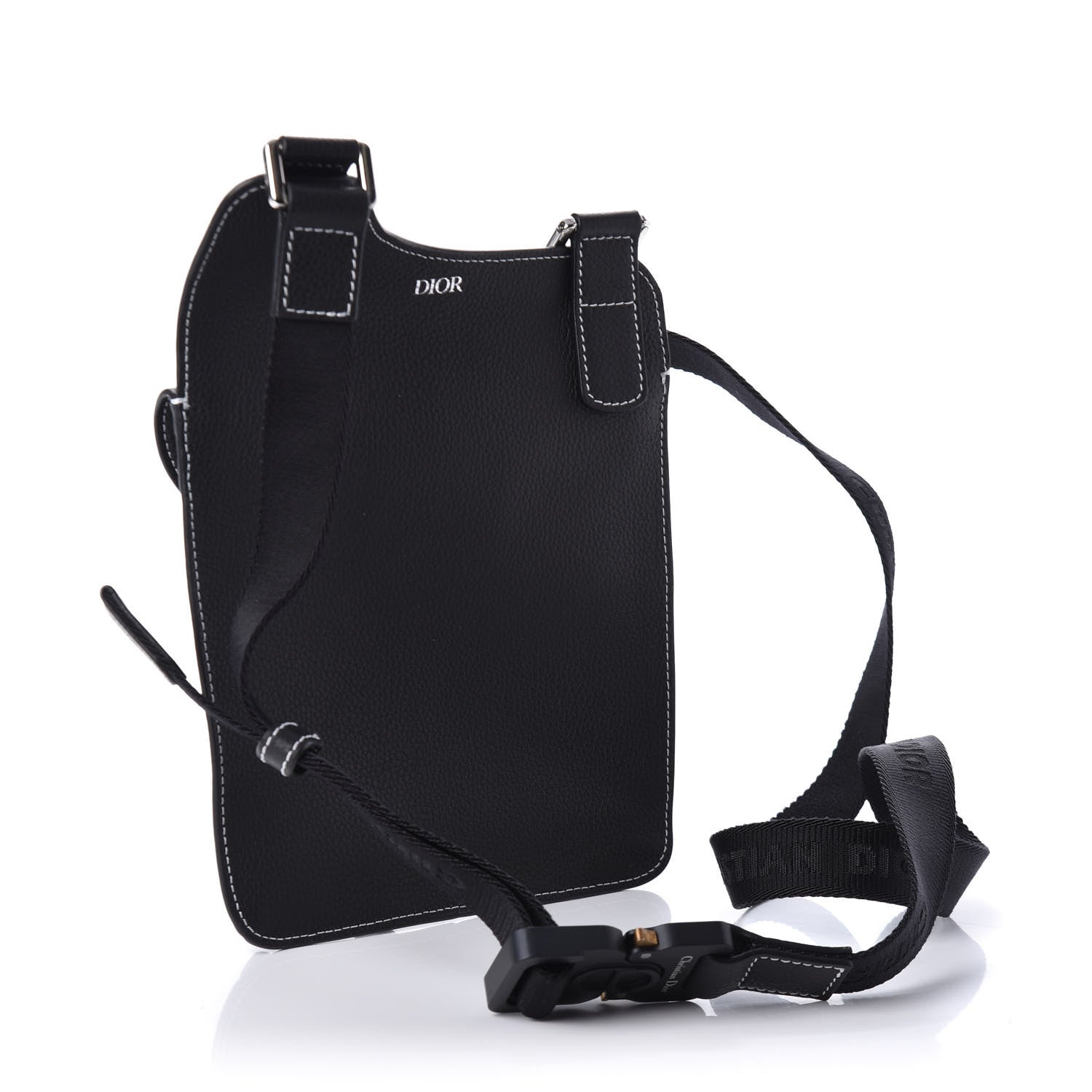 Christian Dior X KAWS Grained Calfskin Bee Saddle Pouch Black 3 of 9