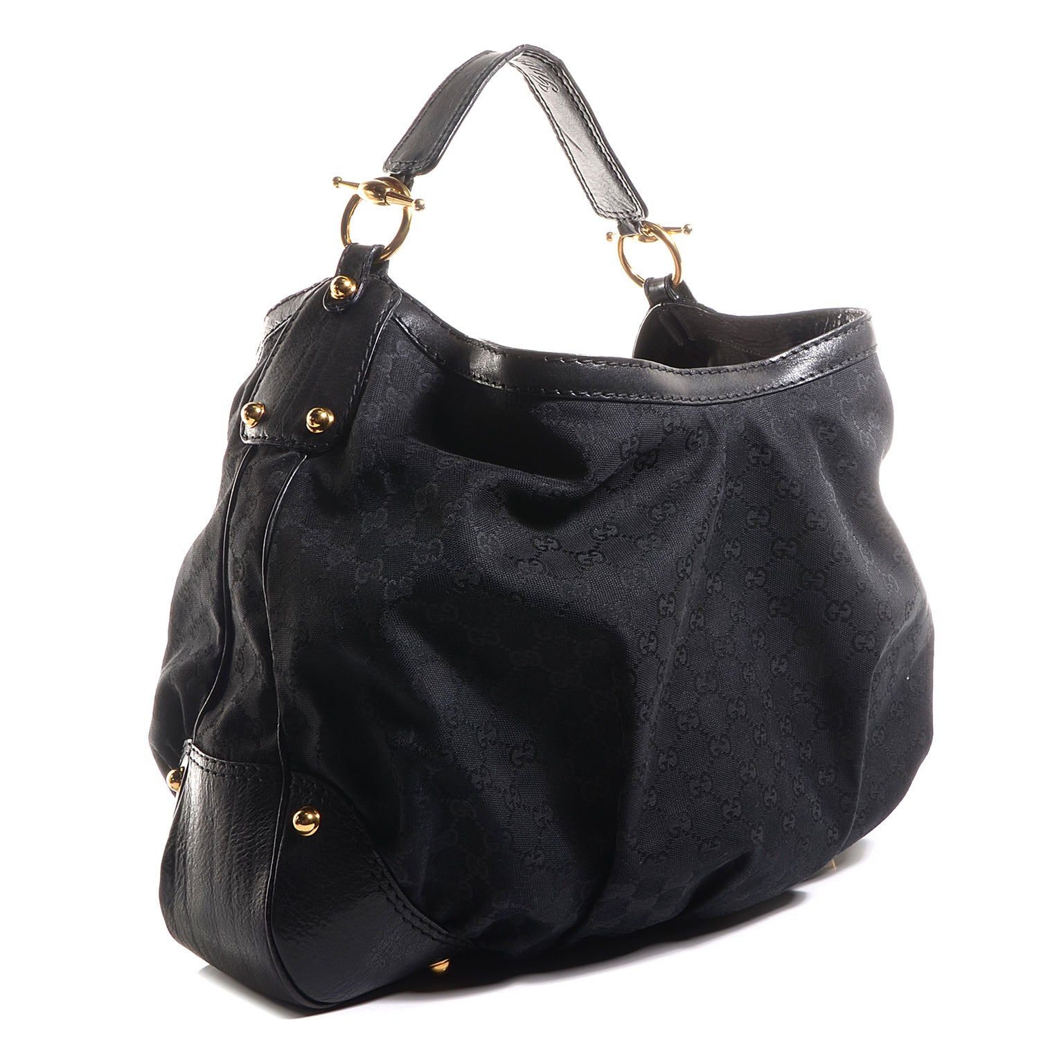 Gucci Monogram Large Jockey Hobo Black 3 of 7