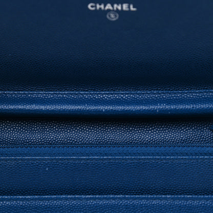 Chanel Caviar Quilted Boy Wallet On Chain WOC Blue 6 of 13