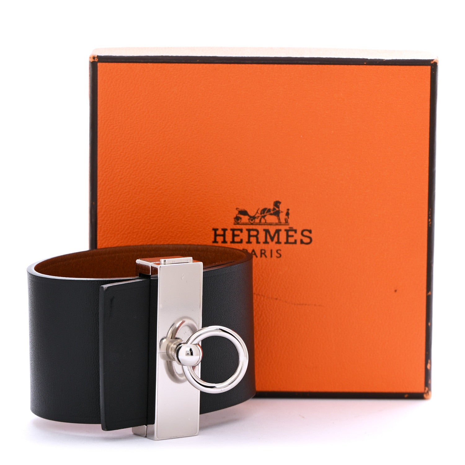 Hermes Chamonix Tadelakt Illusion Bracelet PM Black Fauve 5 of 5