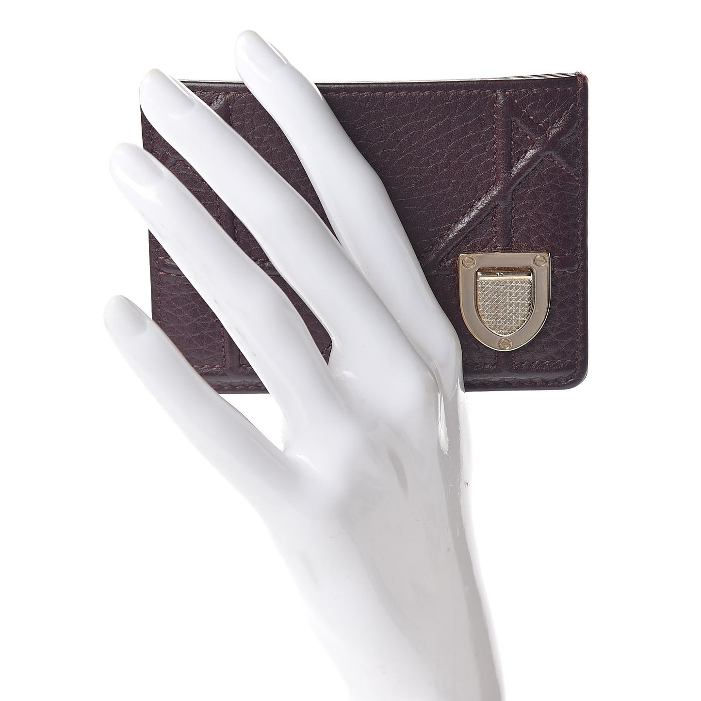 Grained Calfskin Cannage Diorama Card Holder Burgundy