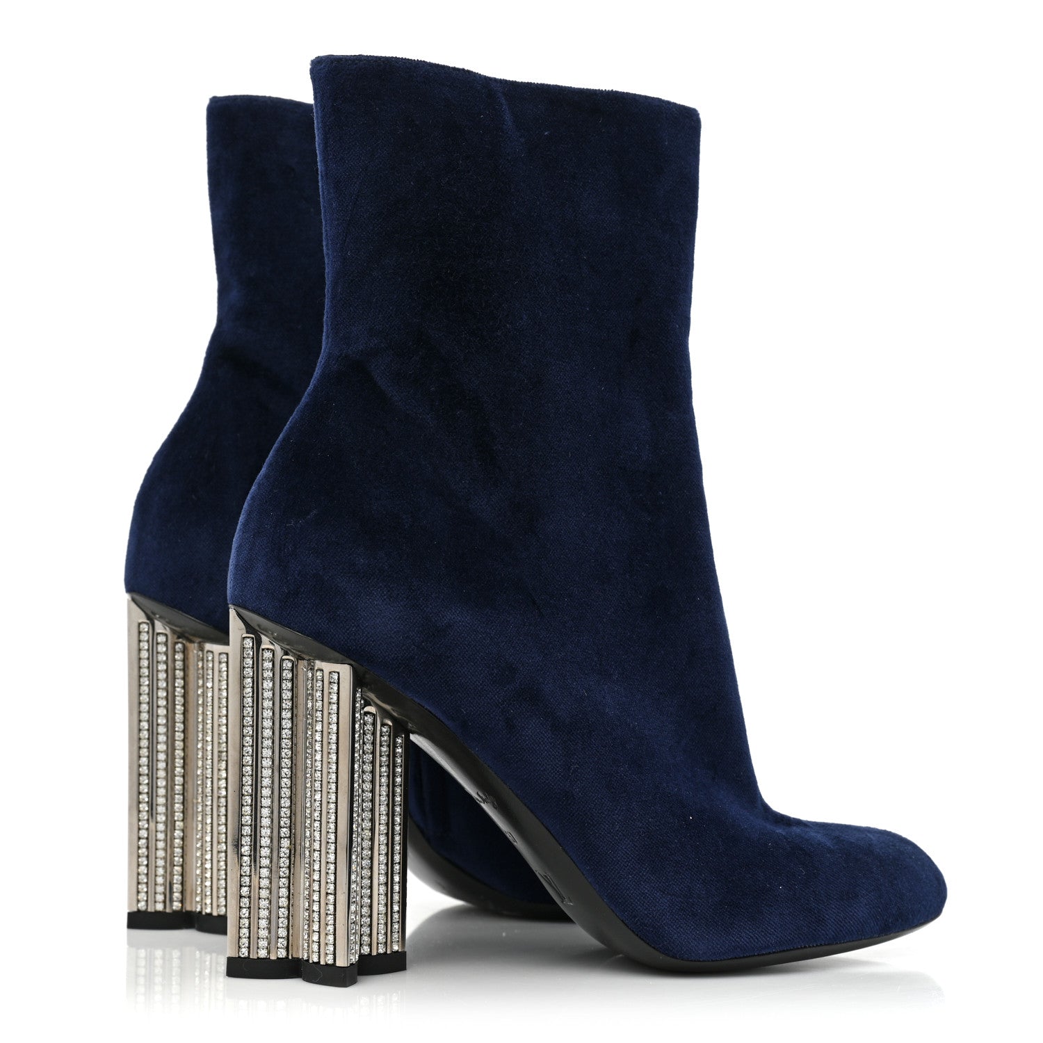 Louis Vuitton Velvet Silhouette Ankle Boots 37 Blue 5 of 9