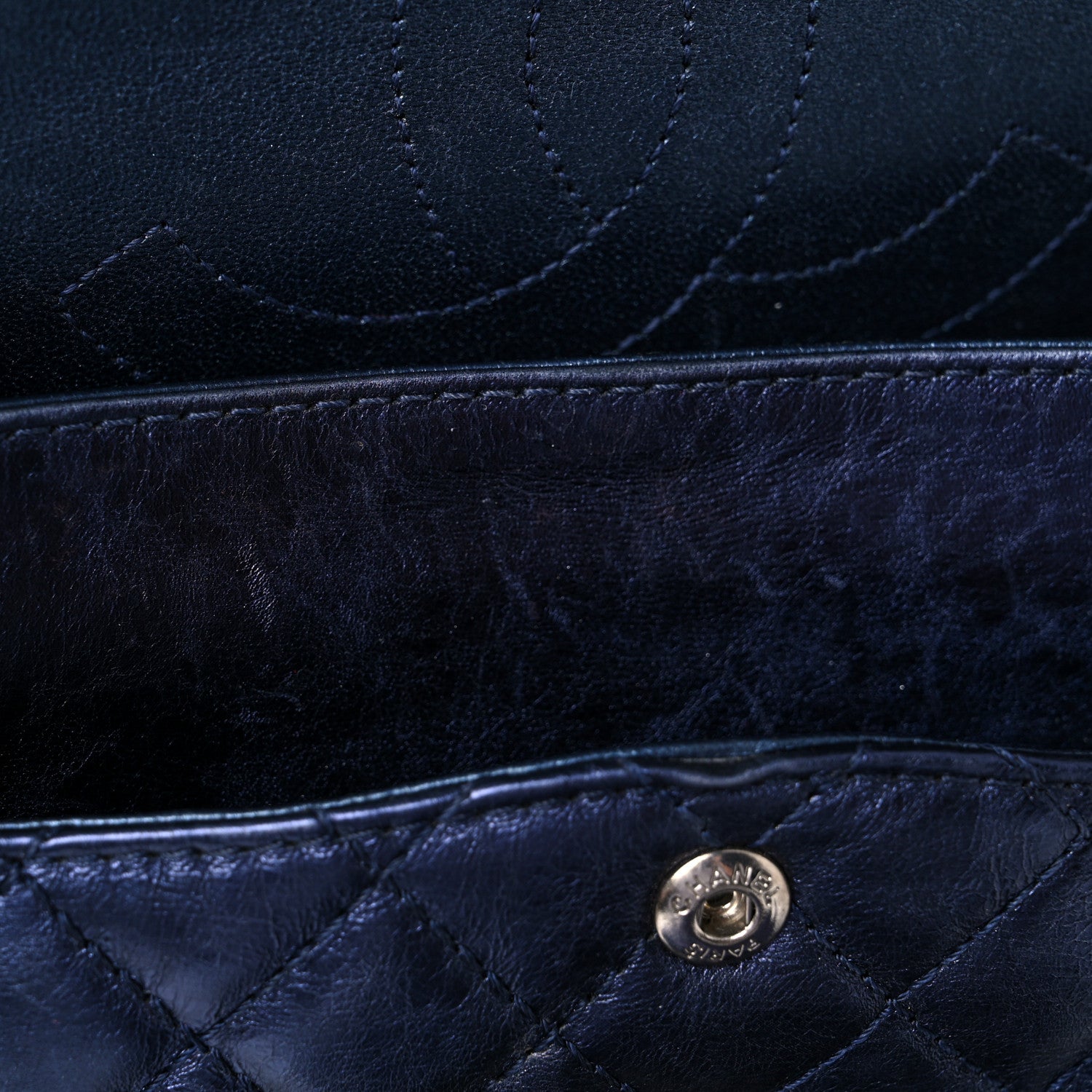 Chanel Metallic Aged Calfskin Quilted 2.55 Reissue 225 Flap Blue 13 of 21