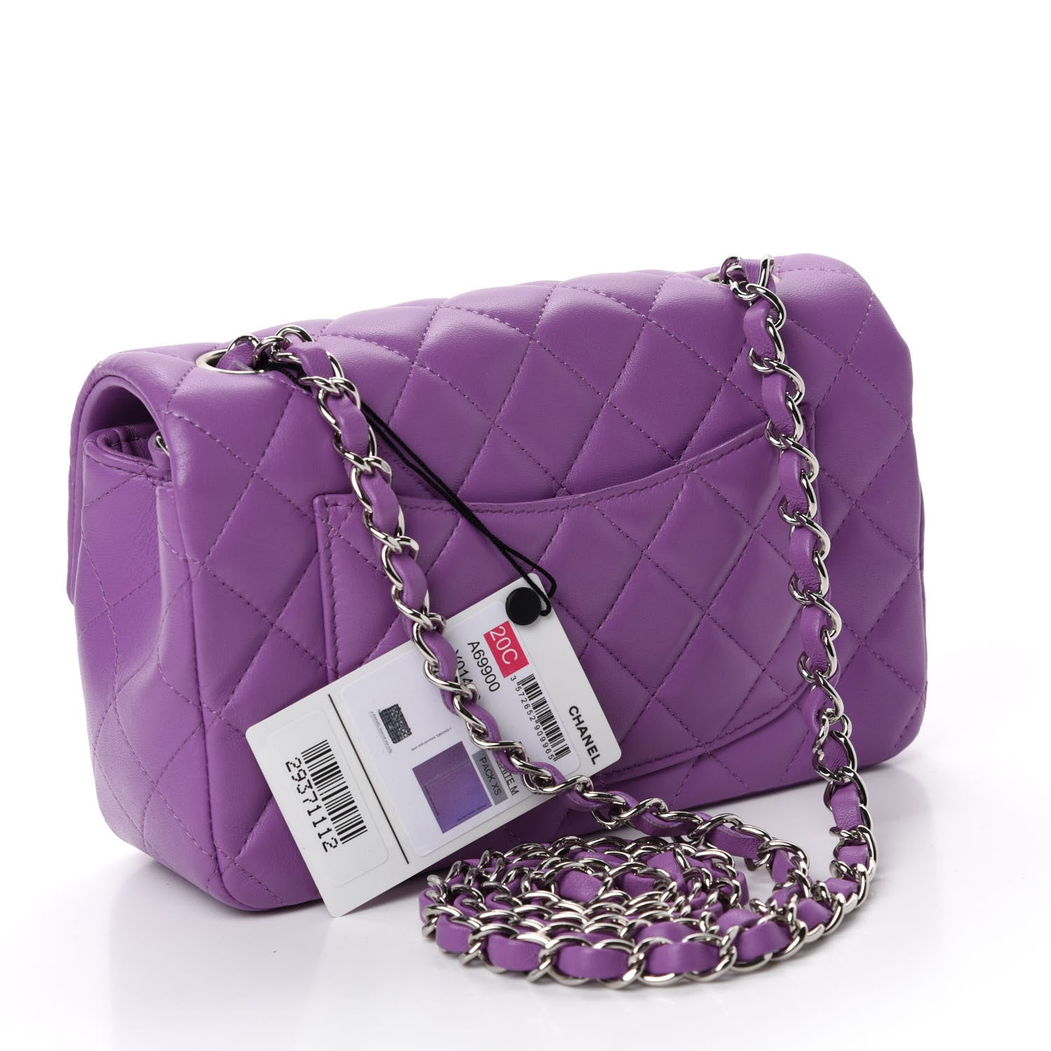 Chanel Lambskin Quilted Mini Rectangular Flap Purple 3 of 12