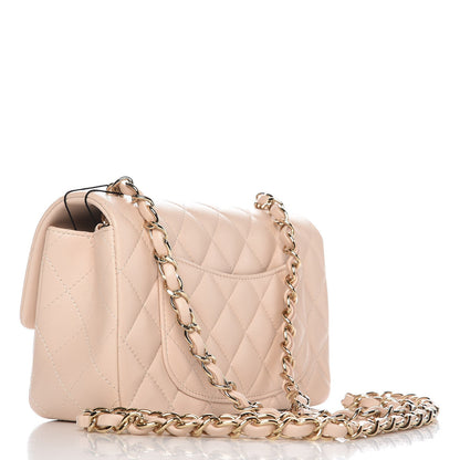 Chanel Lambskin Quilted Mini Rectangular Flap Light Beige 3 of 8