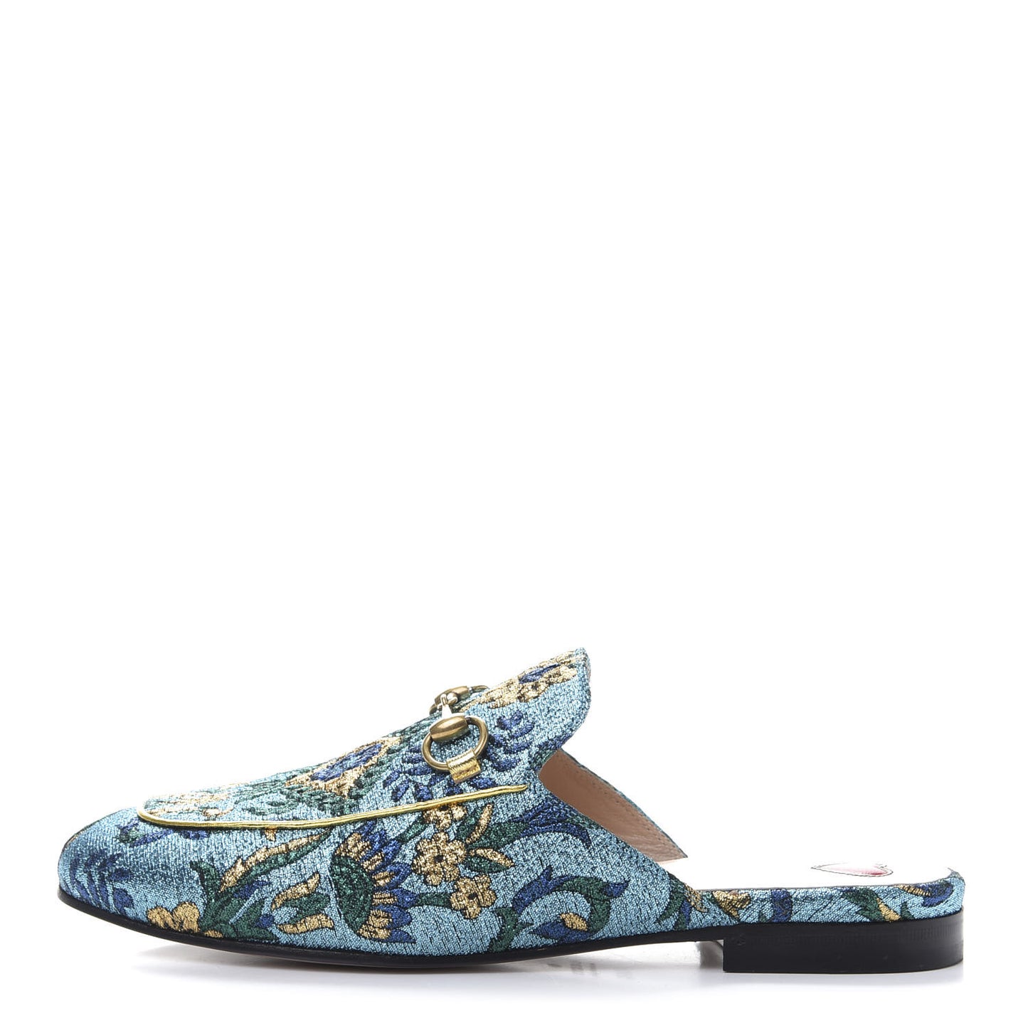 Iridescent Brocade Womens Princetown Slippers 36.5 Azure Multicolor Oro