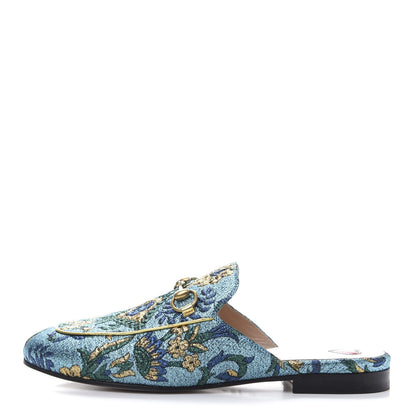 Gucci Iridescent Brocade Womens Princetown Slippers 36.5 Azure Multicolor Oro 1 of 10