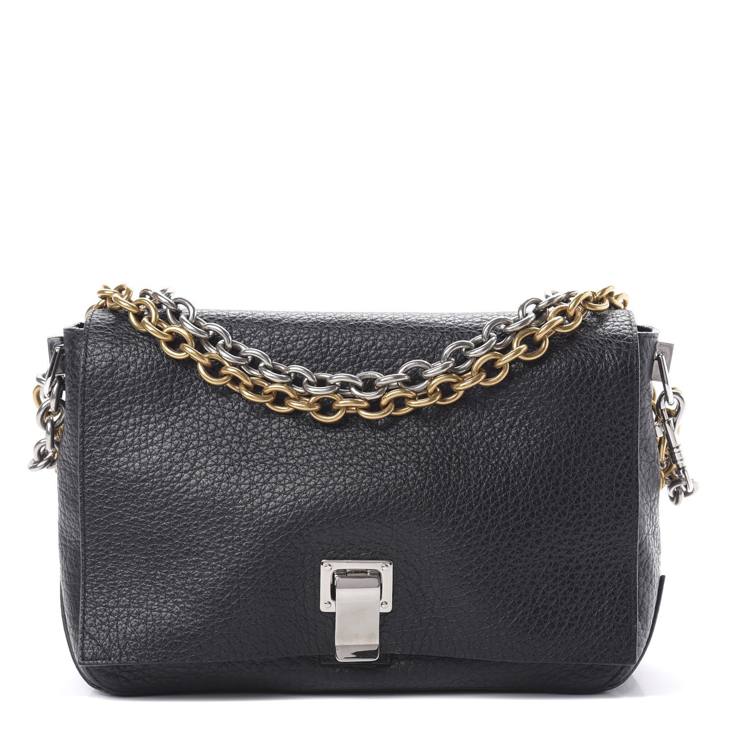 Pebbled Calfskin Small Courier Black