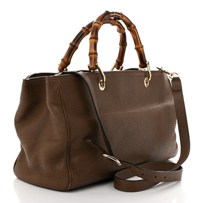 Gucci Pebbled Calfskin Medium Bamboo Shopper Tote Acero 3 of 12