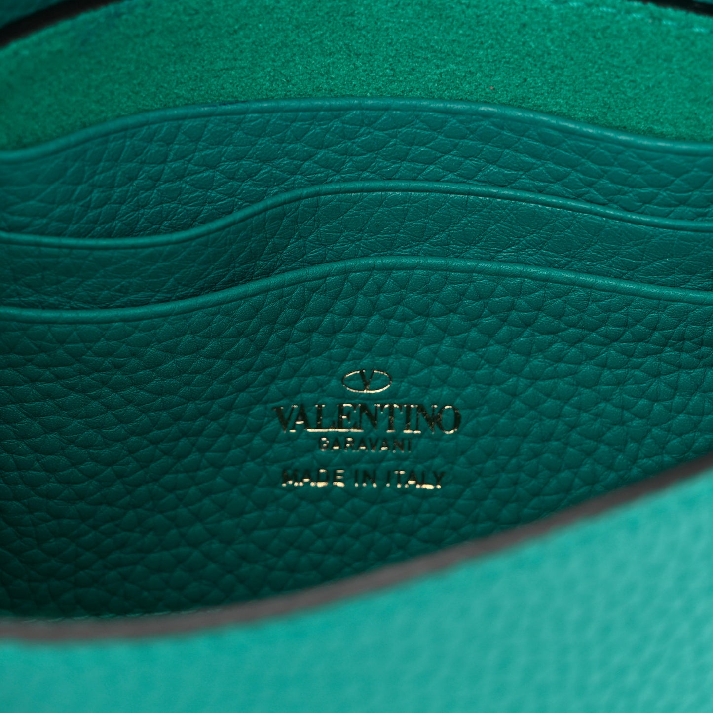 Grainy Calfskin Rockstud Crossbody Pouch Ultra Marine Green