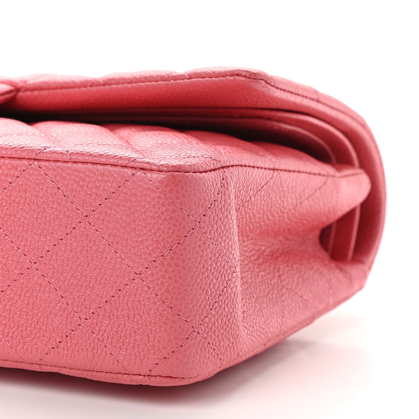 Metallic Caviar Quilted Medium Double Flap Pink