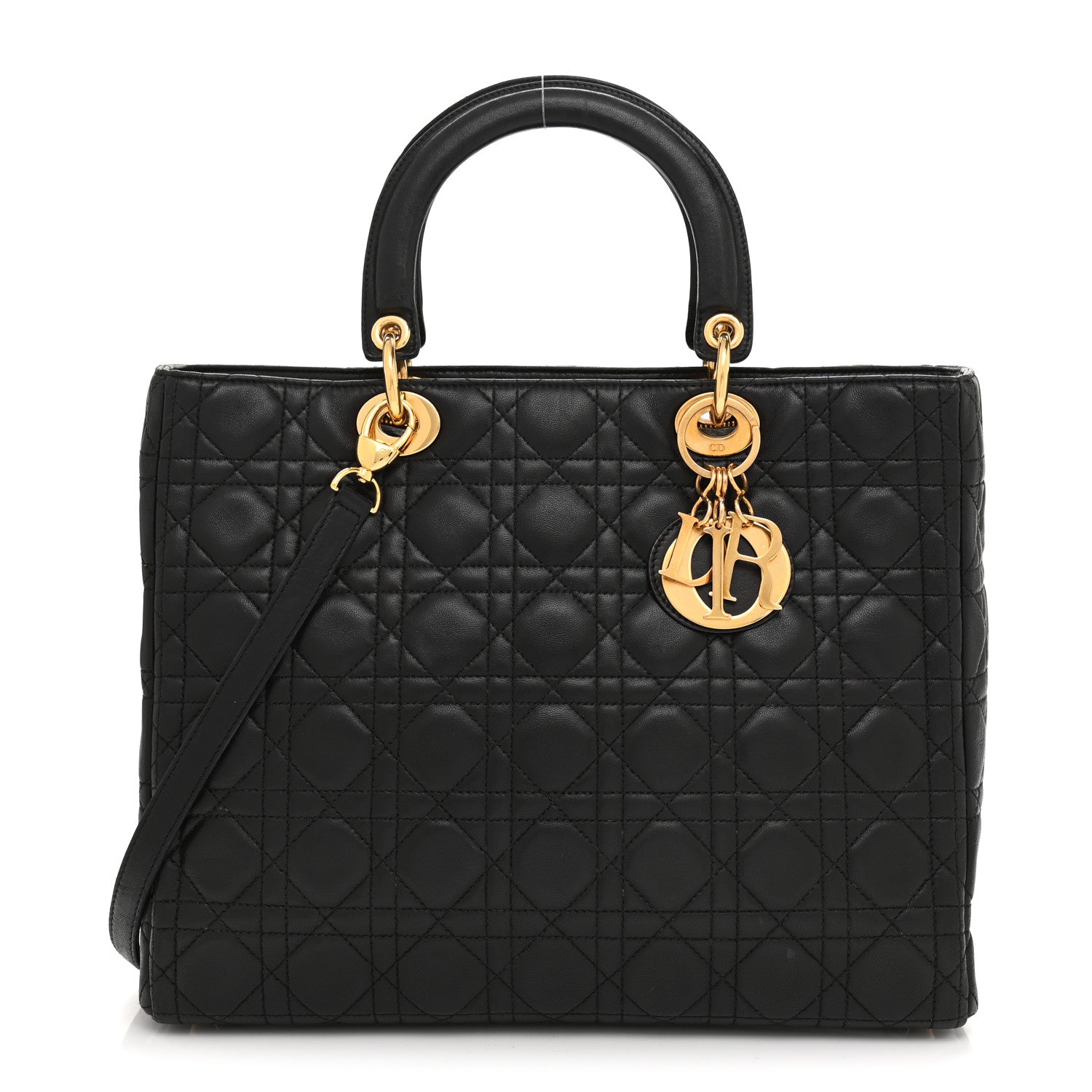 Christian Dior Lambskin Cannage Large Lady Dior Black 1 of 10