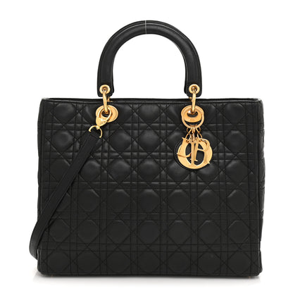 Christian Dior Lambskin Cannage Large Lady Dior Black 1 of 10