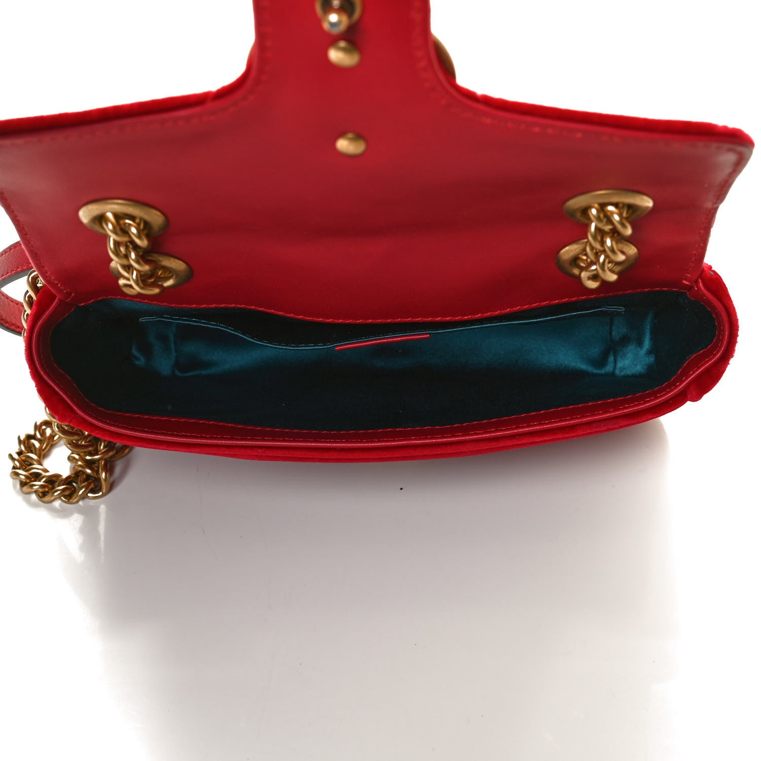 Gucci Velvet Matelasse Mini GG Marmont Shoulder Bag Hibiscus Red 5 of 12