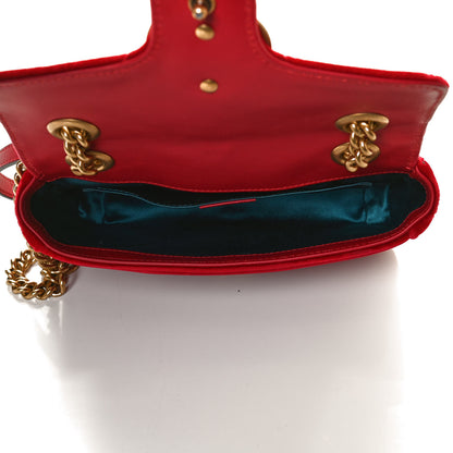 Gucci Velvet Matelasse Mini GG Marmont Shoulder Bag Hibiscus Red 5 of 12