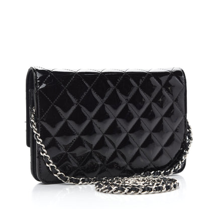 Chanel Patent Quilted Brilliant Wallet On Chain WOC Black 3 of 15