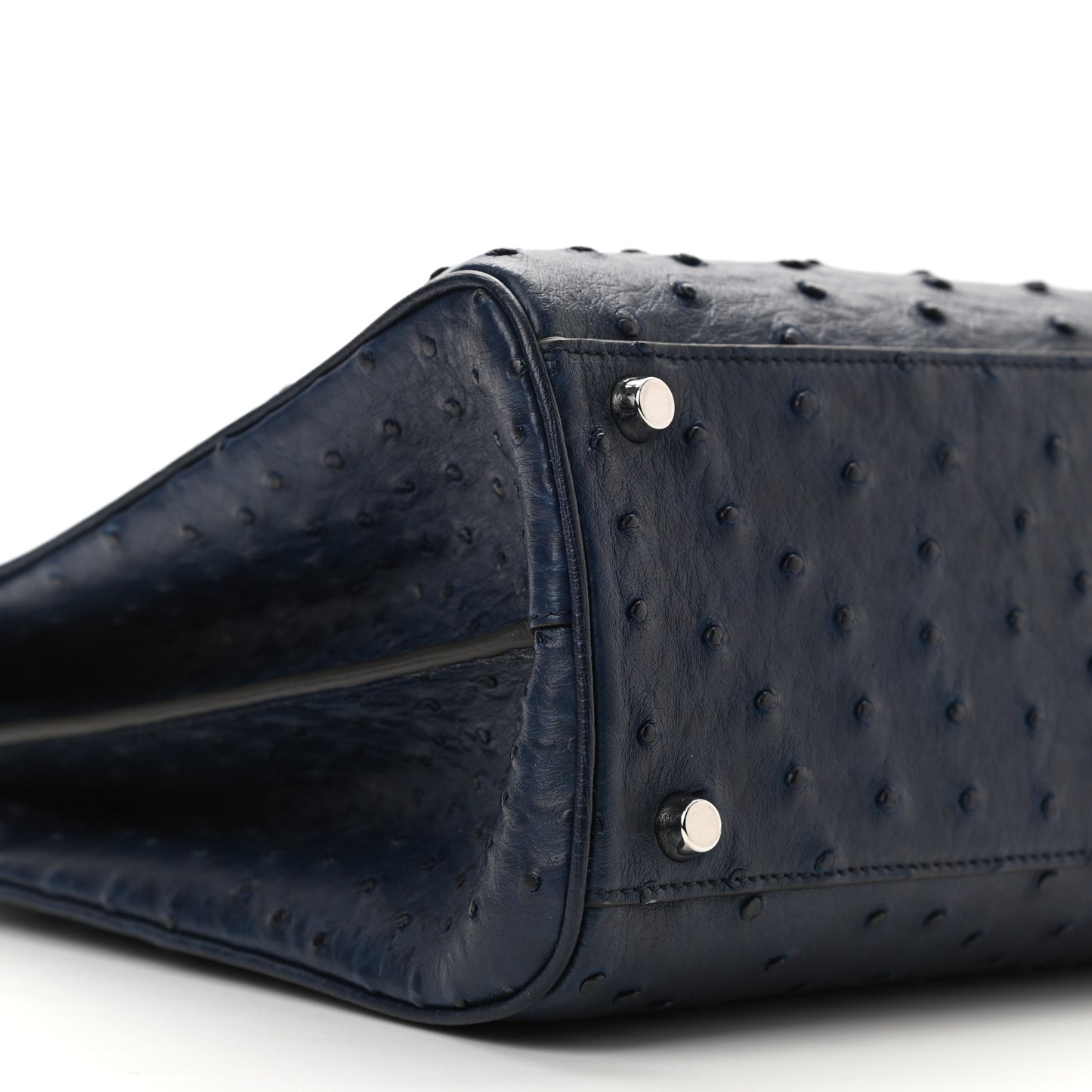 Ostrich Medium Zumi Top Handle Bag Blue