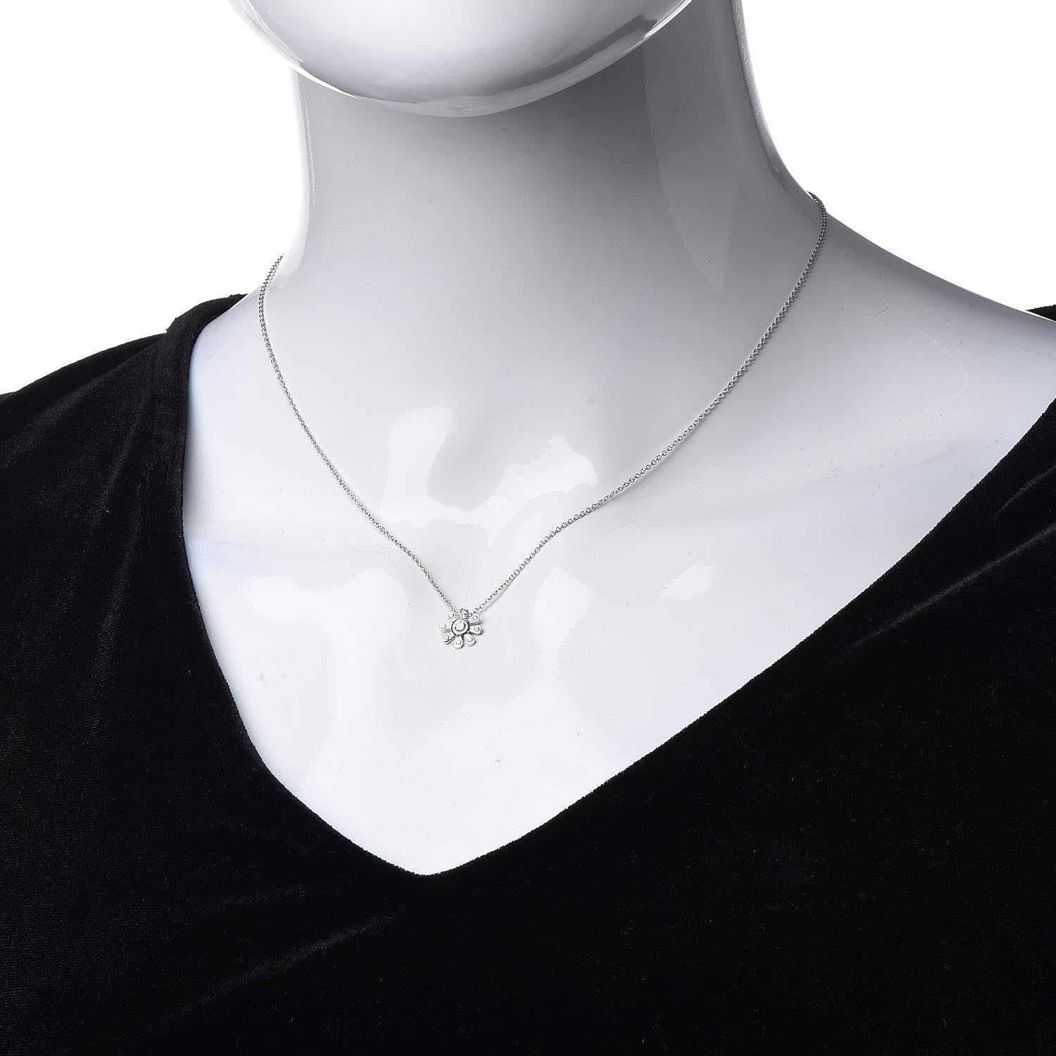Tiffany Platinum Diamond Daisy Pendant Necklace 2 of 6