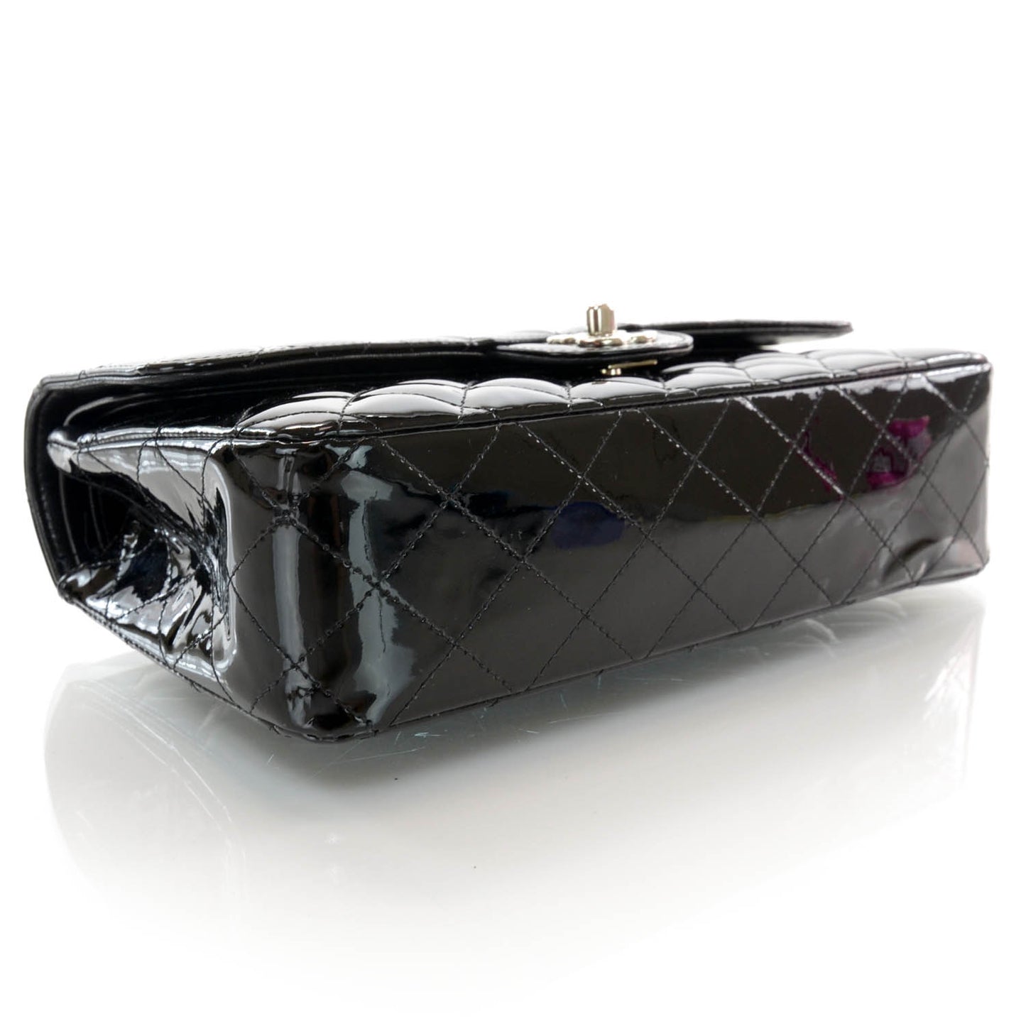 Patent Medium Double Flap Black