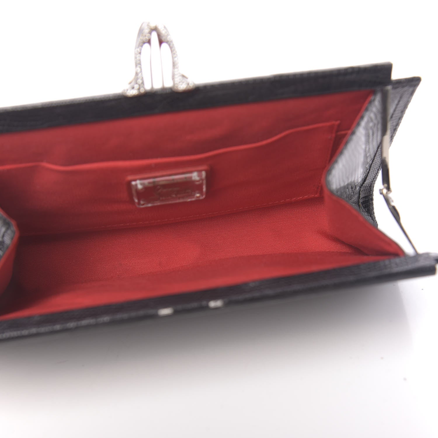 Christian Louboutin Calfskin Lizard Embossed Clutch Black 5 of 9