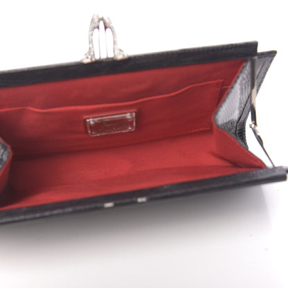 Christian Louboutin Calfskin Lizard Embossed Clutch Black 5 of 9
