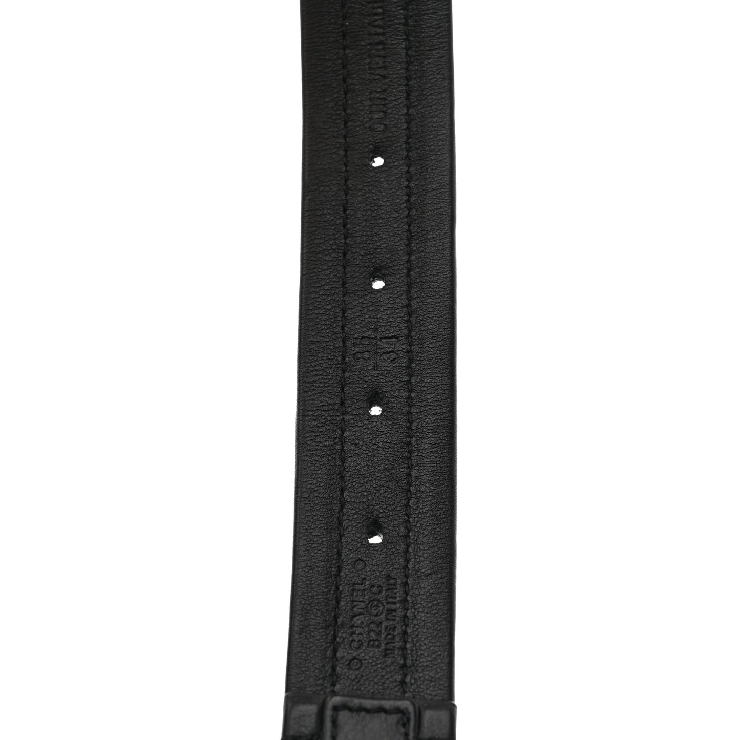 Calfskin Lambskin Zipper Chain CC Belt 85 34 Black