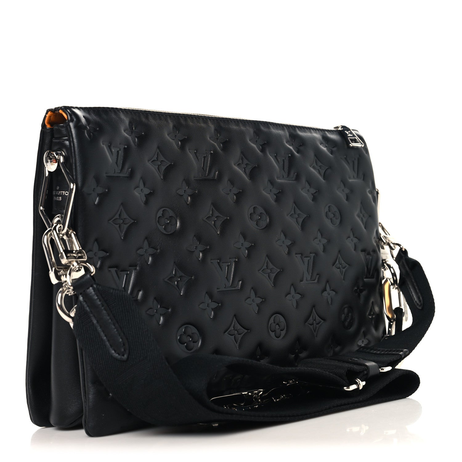 Louis Vuitton Lambskin Embossed Monogram Coussin MM Black 3 of 11