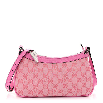 Gucci X PALACE GG Supreme Monogram Palace Textured Dollar Calfskin Shoulder Bag Pink Pale Rose Palace 1 of 9