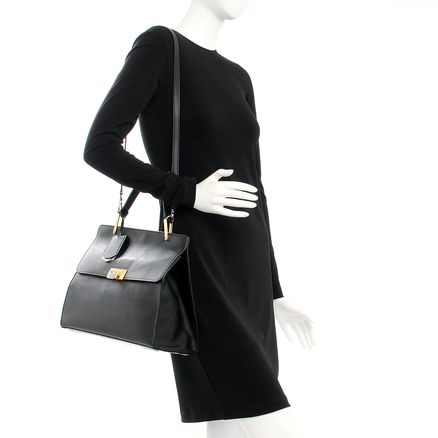 Balenciaga Smooth Calfskin Le Dix M Cartable Shoulder Bag Black 2 of 8