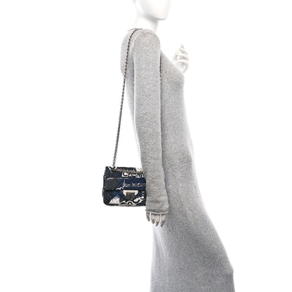Chanel Jersey Quilted Camellia 2.55 Reissue Mini Flap Black Blue White 2 of 11
