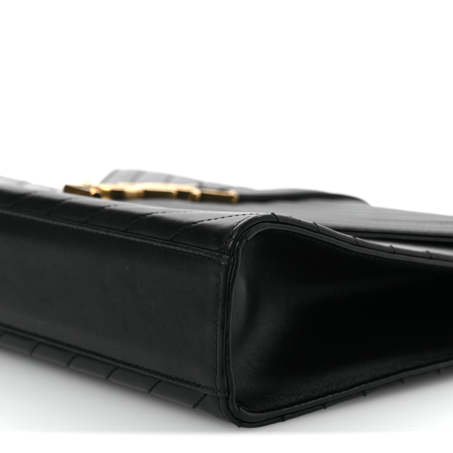 Smooth Calfskin Matelasse Chevron Large Monogram Satchel Black