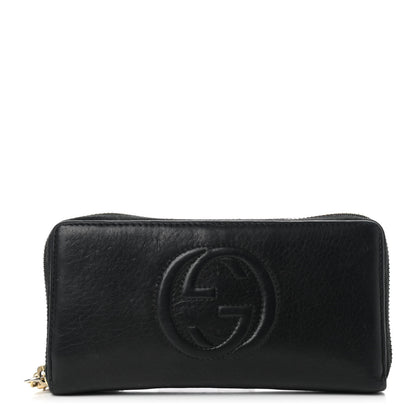Gucci Pebbled Calfskin Soho Zip Around Wallet Black 1 of 7