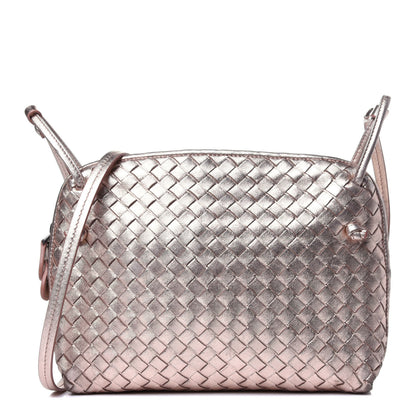 Bottega Veneta Metallic Grosgrain Intrecciato Pillow Crossbody Messenger Rose Gold 1 of 11