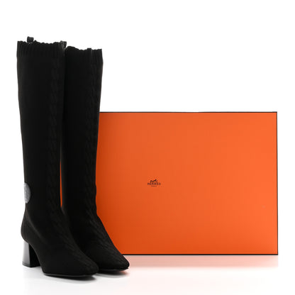 Hermes Knit Calfskin Fontaine 60 Boots 36 Black 14 of 14