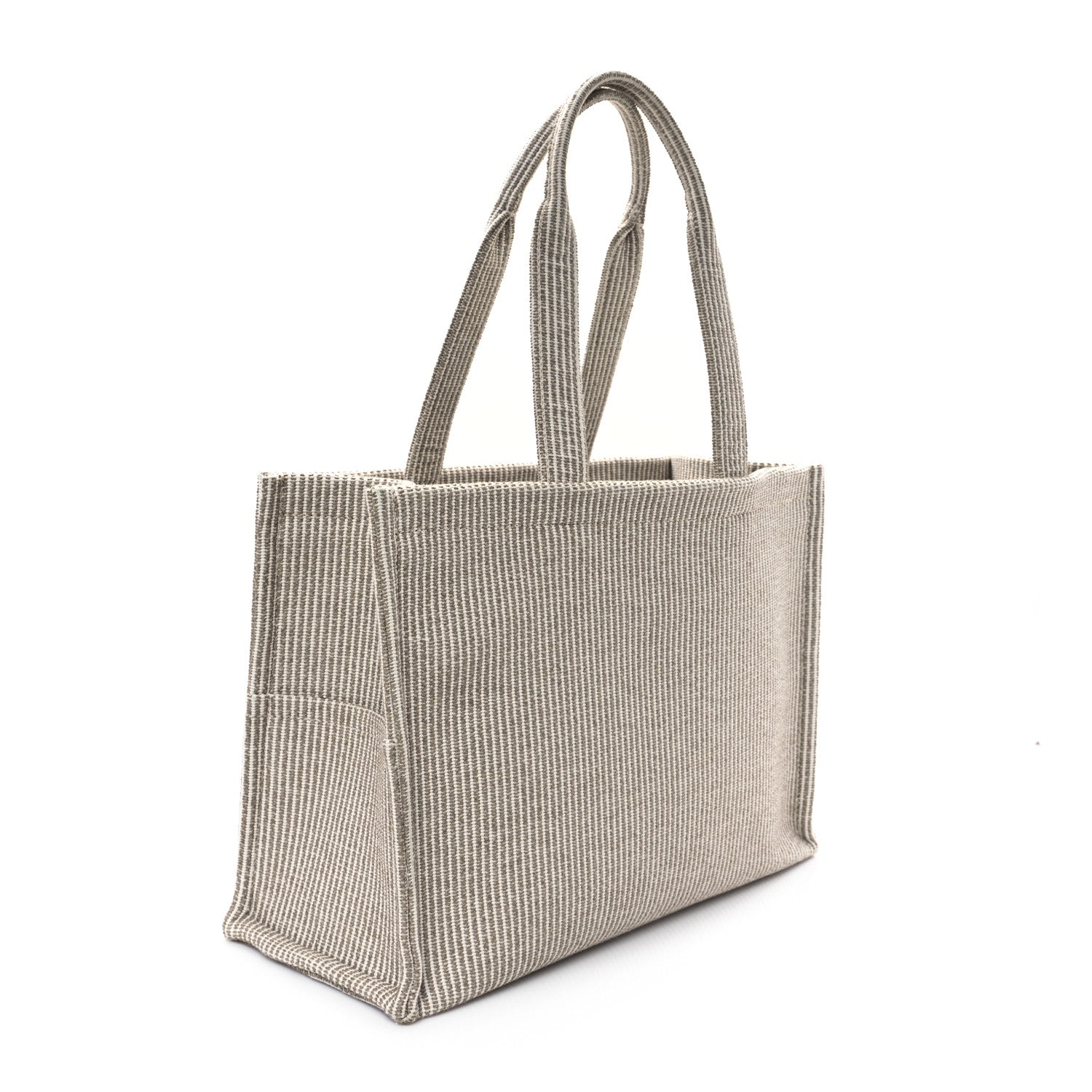 Celine Canvas Calfskin Striped Triomphe Large Cabas Beige 3 of 12