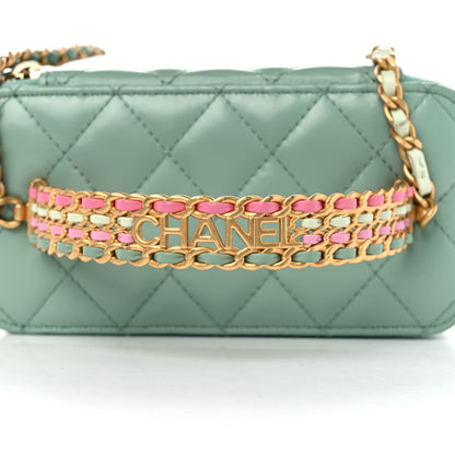 Chanel Shiny Calfskin Quilted Small Top Handle Vanity Case With Chain Light Green 12 of 12