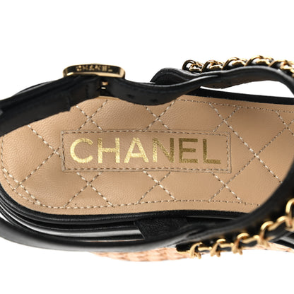 Chanel Lambskin Chain Platform Sandals 37.5 Black 6 of 8