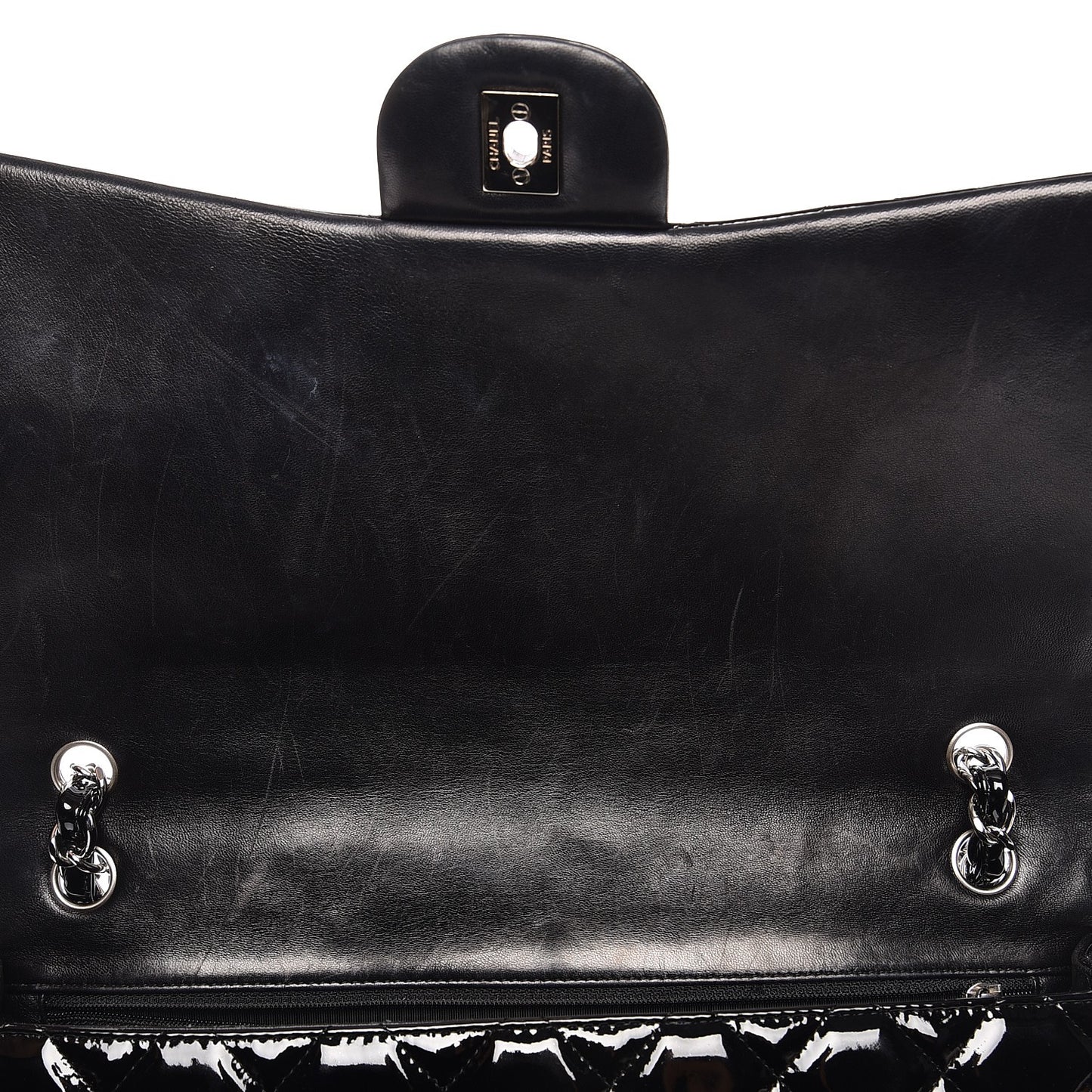 Patent Quilted Maxi Single Flap Black