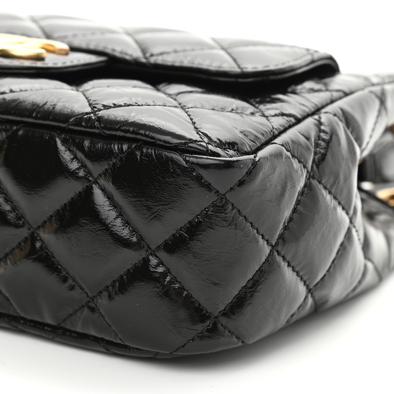Chanel Shiny Crumpled Calfskin Quilted Small Wavy CC Hobo Black 10 of 10