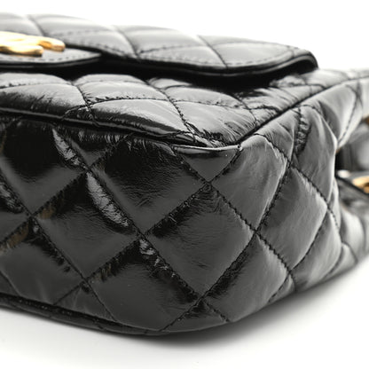 Chanel Shiny Crumpled Calfskin Quilted Small Wavy CC Hobo Black 10 of 10
