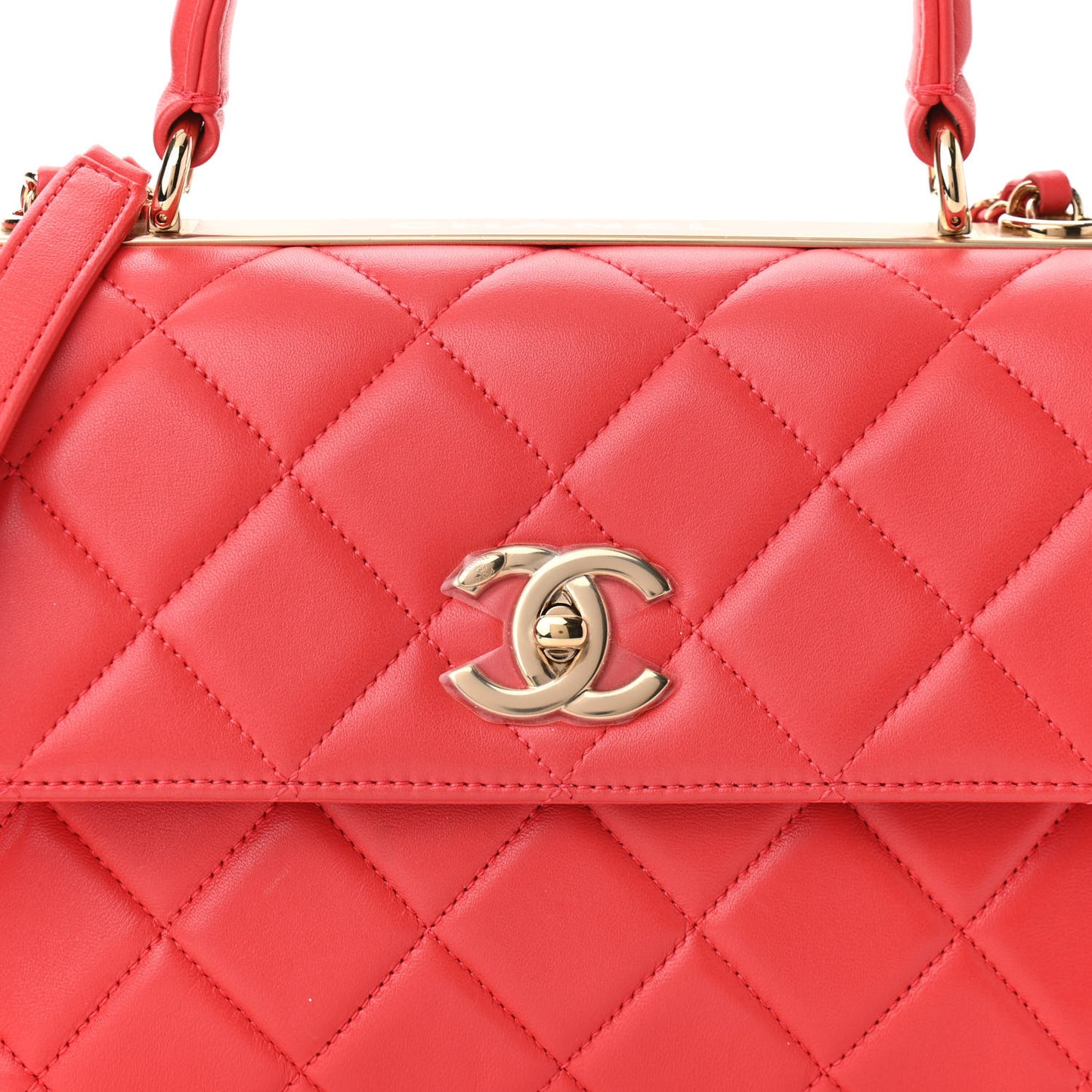 Lambskin Quilted Small Trendy CC Flap Dual Handle Bag Red