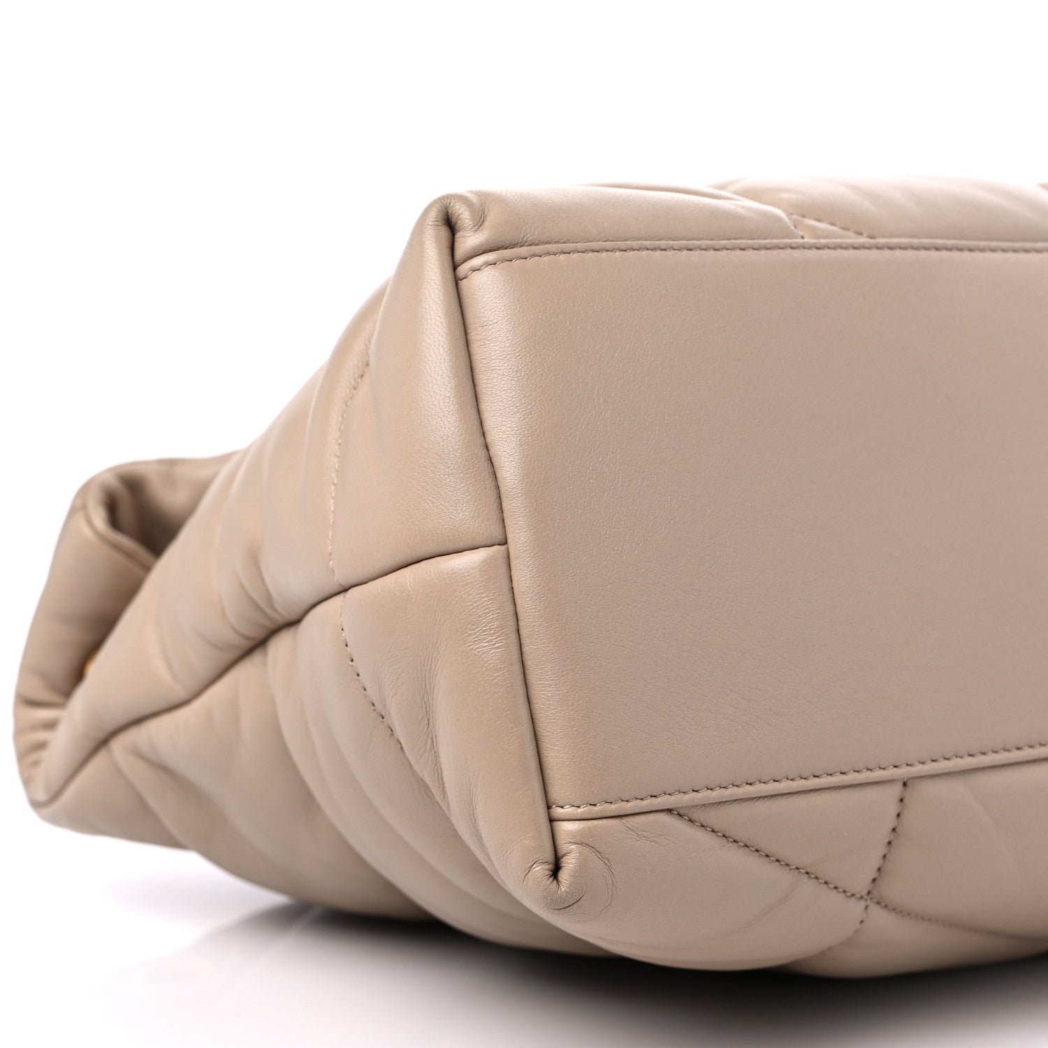 Saint Laurent Lambskin Quilted Small Loulou Puffer Monogram Chain Satchel Dark Beige 9 of 11