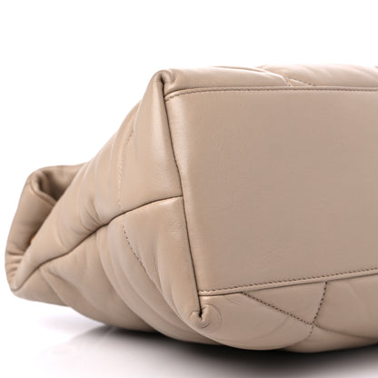 Saint Laurent Lambskin Quilted Small Loulou Puffer Monogram Chain Satchel Dark Beige 9 of 11