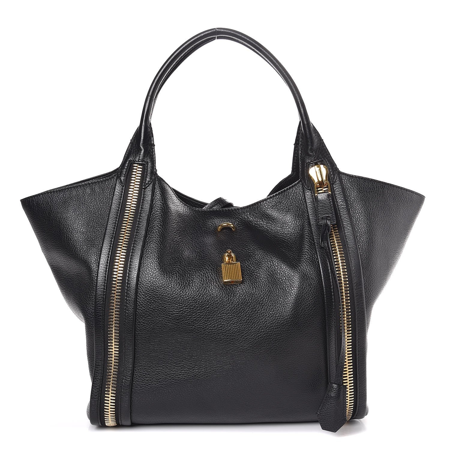 Tom Ford Grained Calfskin Amber Double-Zip Tote Black 1 of 7